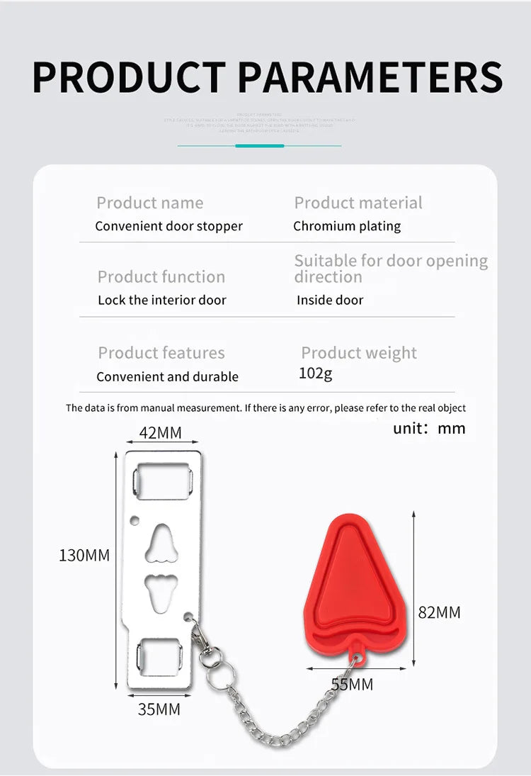 "SafetyFirst: Portable Door Lock for Home, Hotel, or Travel"