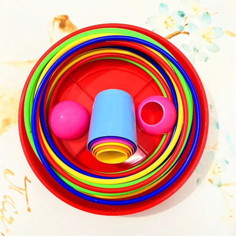 "Colourful Ring Toss & Stacking Cups Game Set"